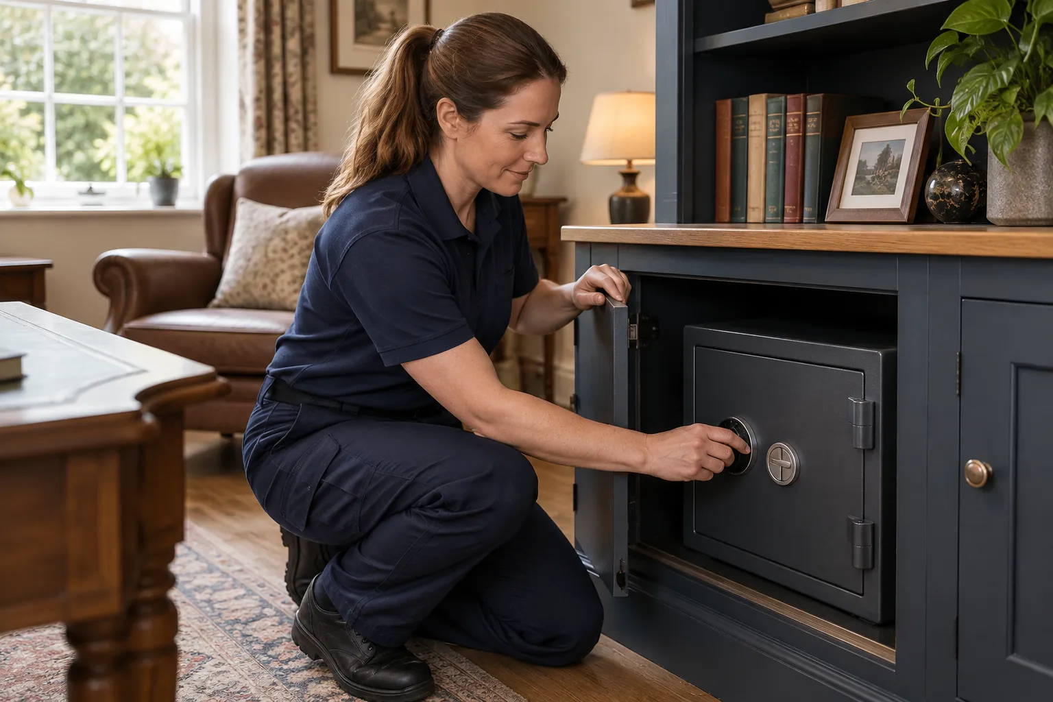 Technician attending a home safe