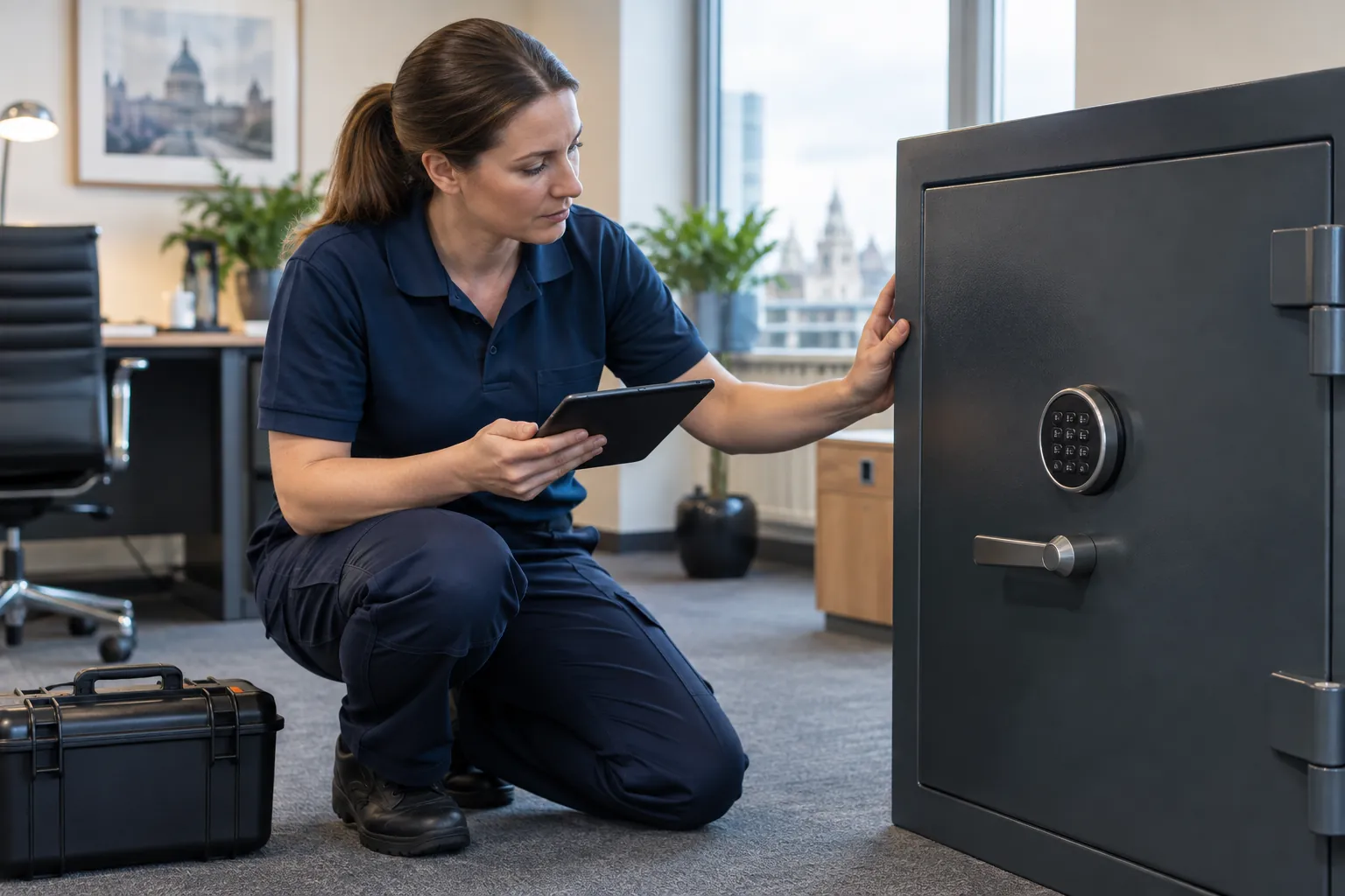 Technician carrying out a routine safe service assessment